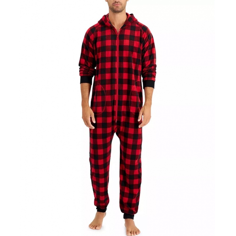 Men's Medium Pre packaged Red Black Buffalo Plaid Holiday Christmas Pajamas